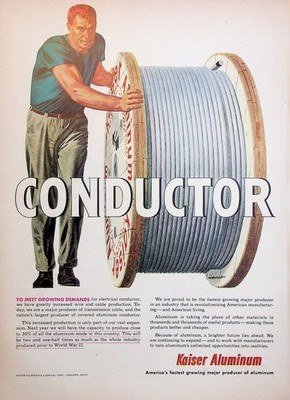 Original 1952 Vintage Print Ad: Kaiser Aluminum Conductor to meet Growing Demand