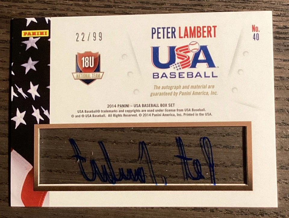 2014 Panini USA Box Set Peter Lambert #40 Clear Patch Auto /99 - Image 2 of 2