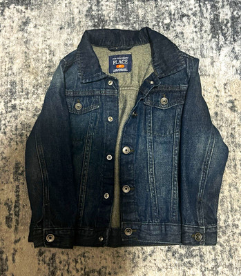 The Children's Place Boys Denim Jacket Blue 5T Button Front Collared Pockets