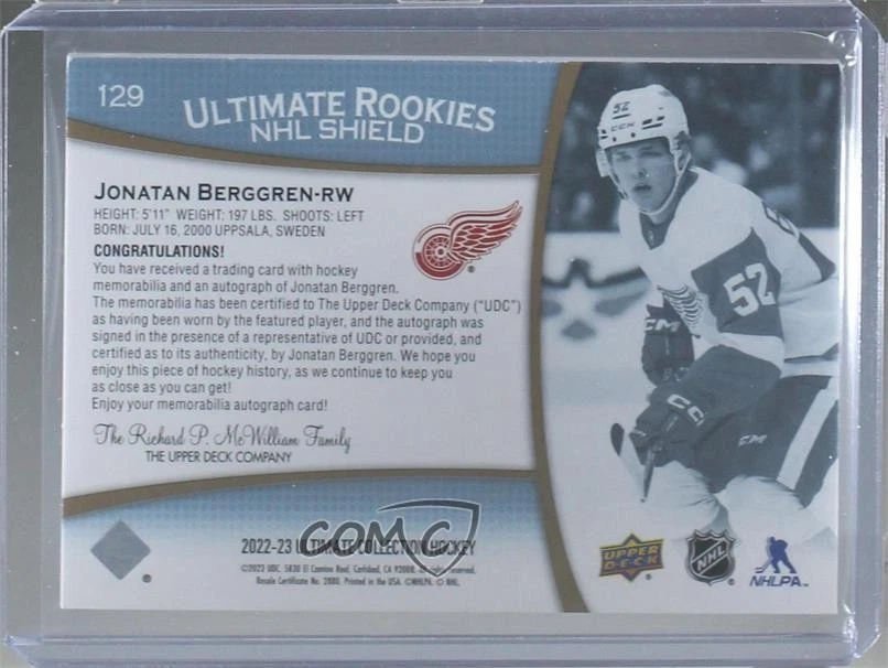 2022 Ultimate Rookies 1/1 Jonatan Berggren RPA Rookie Patch Auto RC Shield n7r - Image 2 of 3