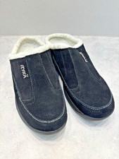 New Ryka Women Black Suede Fur Lined Mule/Clog US 7M