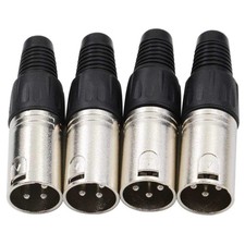 4Pack XLR Male Plugs - 3 Pin Male XLR Mic Connector Audio Cable Plugs