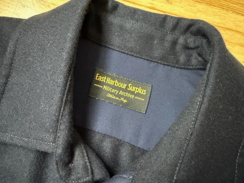 RARE East Harbour Surplus Moab Military Overshirt Jacket CPO Navy Blue 48 Italy - Image 3 of 4