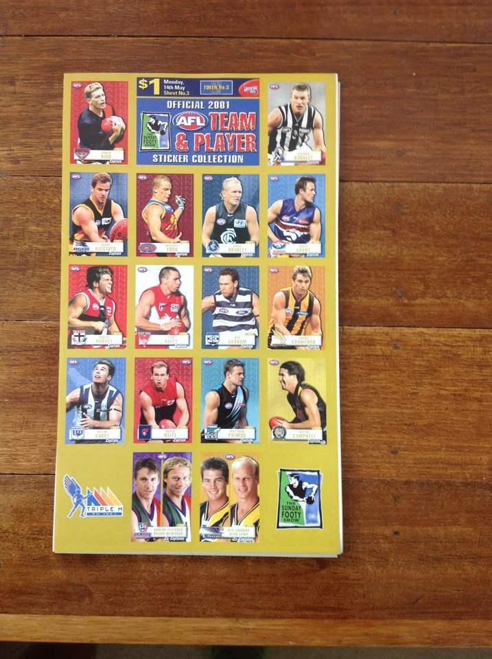 2001 AFL Team & Player Sticker Collection. 23 different Pages missing page No:8 - image 3 of 4