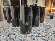 Vintage Set Of 6 Libbey Black Amethyst Tumble...