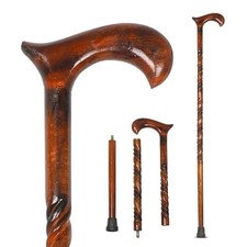 Wood Cane 36 Inches Natural Classic Wood Walking Stick Fancy Foldable Derby 2