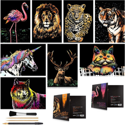 Scratch Art for Kids & Adults, Rainbow Engraving Painting Landscape Scratchboard