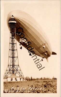 Real Photo USS Los Angeles Airship Dirigible Blimp Lakehurst NJ ZR3 RPPC Y231