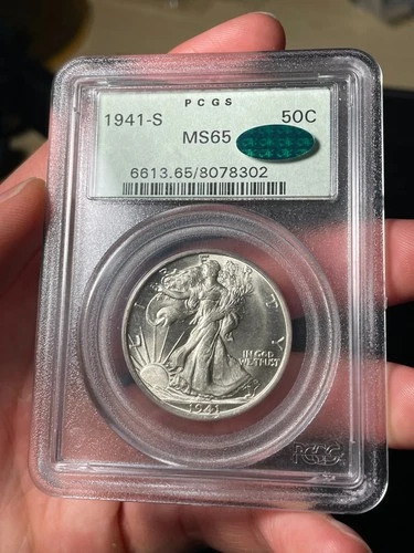 1941-S PCGS MS65 CAC Walking Liberty Half Dollar Old Green Holder