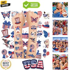 150PCS 4th of July Temporary Tattoos for Kids, Fourth of July Decorations, Am...