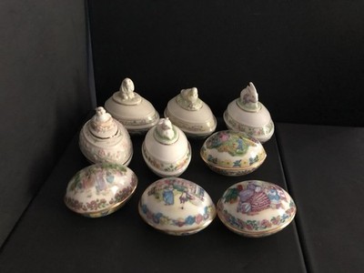 LENOX Fine Porcelain Four Easter Eggs Trinket Box Lot Of 9.