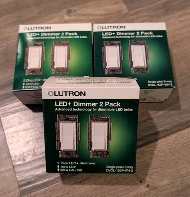 LOT OF 3 (6 TOTAL) Lutron Diva LED+ Dimmer Switch 150-Watt/Single-Pole