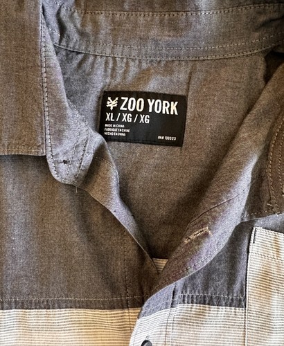 Zoo York Short Sleeve Button Up Gray Cotton Polyester Men XL Pocket Y2K Classic - Picture 2 of 11