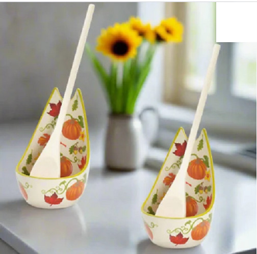 Temp-tations Seasonal 2-pc Standing Spoon Restsw/ Wood Spoons K312507 Harvest