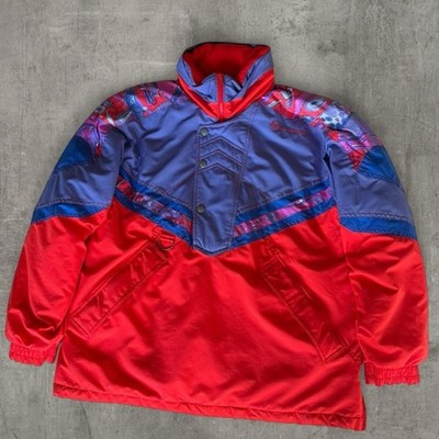 Vintage Sergio Tacchini Insulated Ski Puffer Jacket Red Blue Purple Men's L