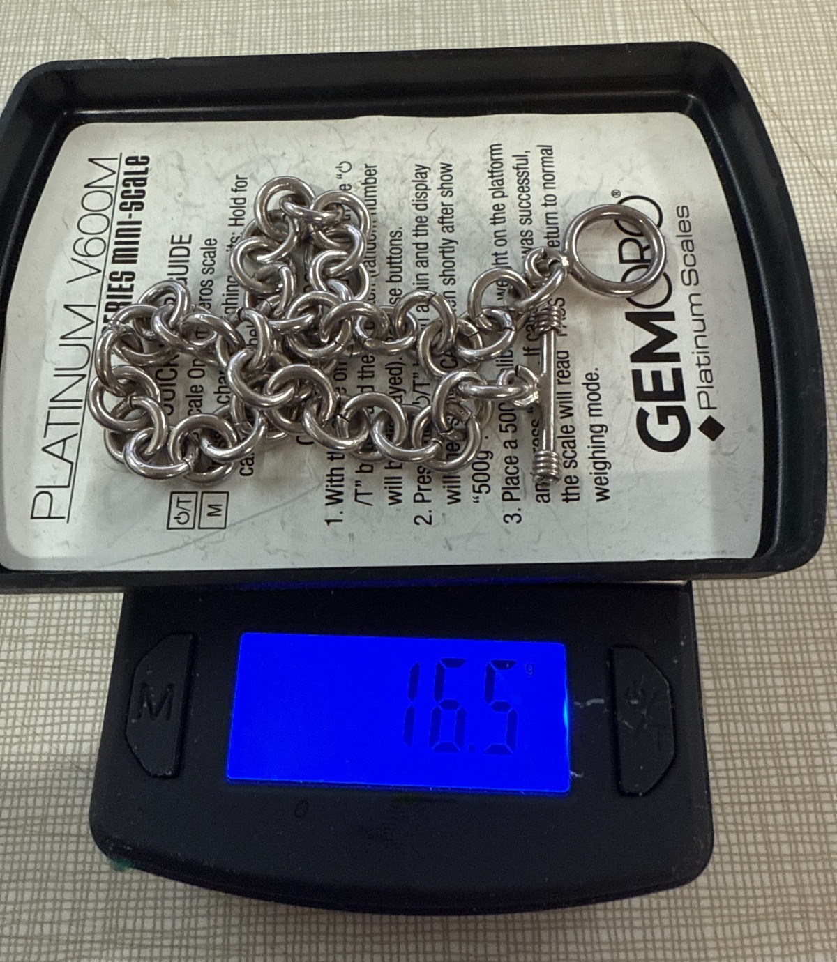 Solid Steling Silver 7 inch Round Links Toggle Cl… - image 3