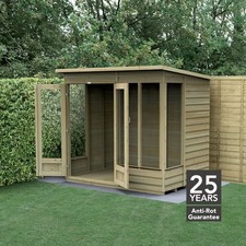 Forest 4LIFE Pent Summerhouse 7x5 Double Door 4 Window Garden Shed