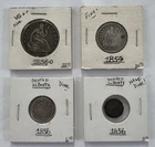 Seated Liberty 4 Pc Coin Set Half Dollar 1856-O,Quarter 1854 Dime &1/2 Dime 1856