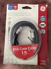 GE RG6 Coax Cable 3ft Black With Silver Ends 73361 0.91m Audio Video