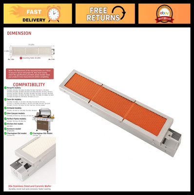 Infrared Rotisserie Burner Replacement for 16.125  Grills - Fits Multiple Models