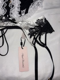 Agent Provocateur Zena Maid Overbust Corset Black/White Lace-Up Boned 2E
