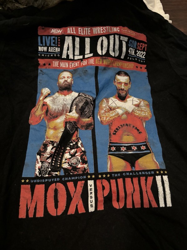 AEW WWE All Out 2022 Exclusive PPV shirt XL Chicago CM Punk V. Mox "I was there"