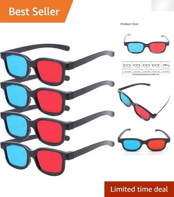 Anaglyph 3D Glasses - 4 Pieces for Stunning Home Entertainment Experiences
