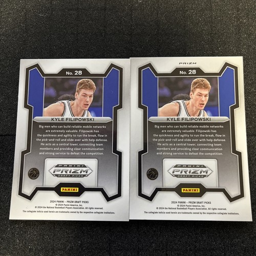 2024 Panini Prizm Draft Picks - Green & Base Prizm #28 Kyle Filipowski (RC) - Picture 2 of 2