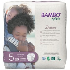 Bambo Nature Premium Eco-Friendly Baby Diapers, Size 5 27-40 Lbs , 25 Count