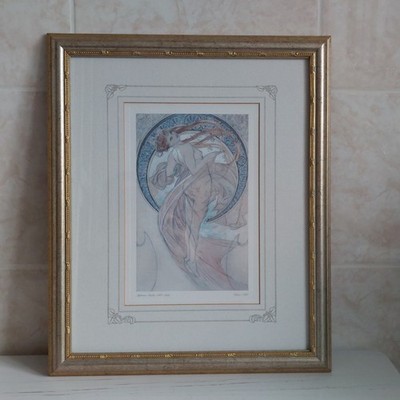 Alphonse Mucha The Dance Art Print Gold Ornated Frame Art Nouveau 38.5x46cm