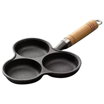 3 Loch Gusseisen Omelett Pfanne Antihaft Kochen Ei Schinken Pfanne Frühstück Grill2715