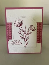 Stampin Up Card Kit Set Of 4  "Happy Birthday" cards #7a Rich Razzleberry