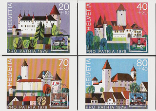 4 Maxikarten Sonderstempel Pro Patria 1979 " Schlösser " ; Mi. Nr: 1156/1159