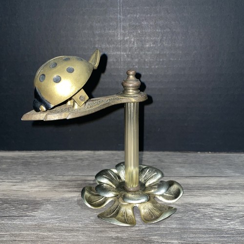 Vtg Desk Note Recipe Holder Brass Lady Bug Beetle Photo Holder Allied Brass
