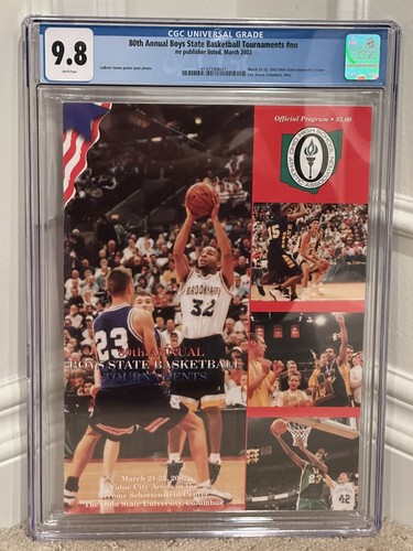 2002 LeBron James Pre-Rookie Boys State High School Basketball Program CGC 9.8 - Picture 1 of 2