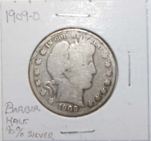 1909-O Barber 1/2 Dollar USA Silber extrem niedrige Münze nur 925k geprägt - a14 - Bild 5 von 9