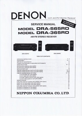 Service Manual-Anleitung für Denon DRA-565 RD, DRA-365 RD 