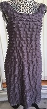 Suzi Chin for Maggy Boutique Ruffled Cocktail Dress Sleeveless Gray Size 8