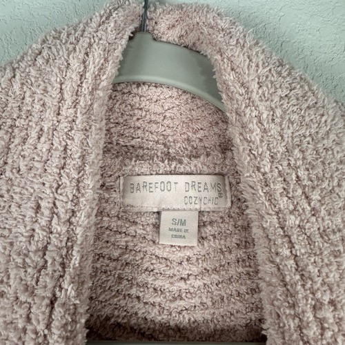 Barefoot Dreams Pink Ribbed CozyChic Cardi Cardigan Size Small Medium - Picture 4 of 6