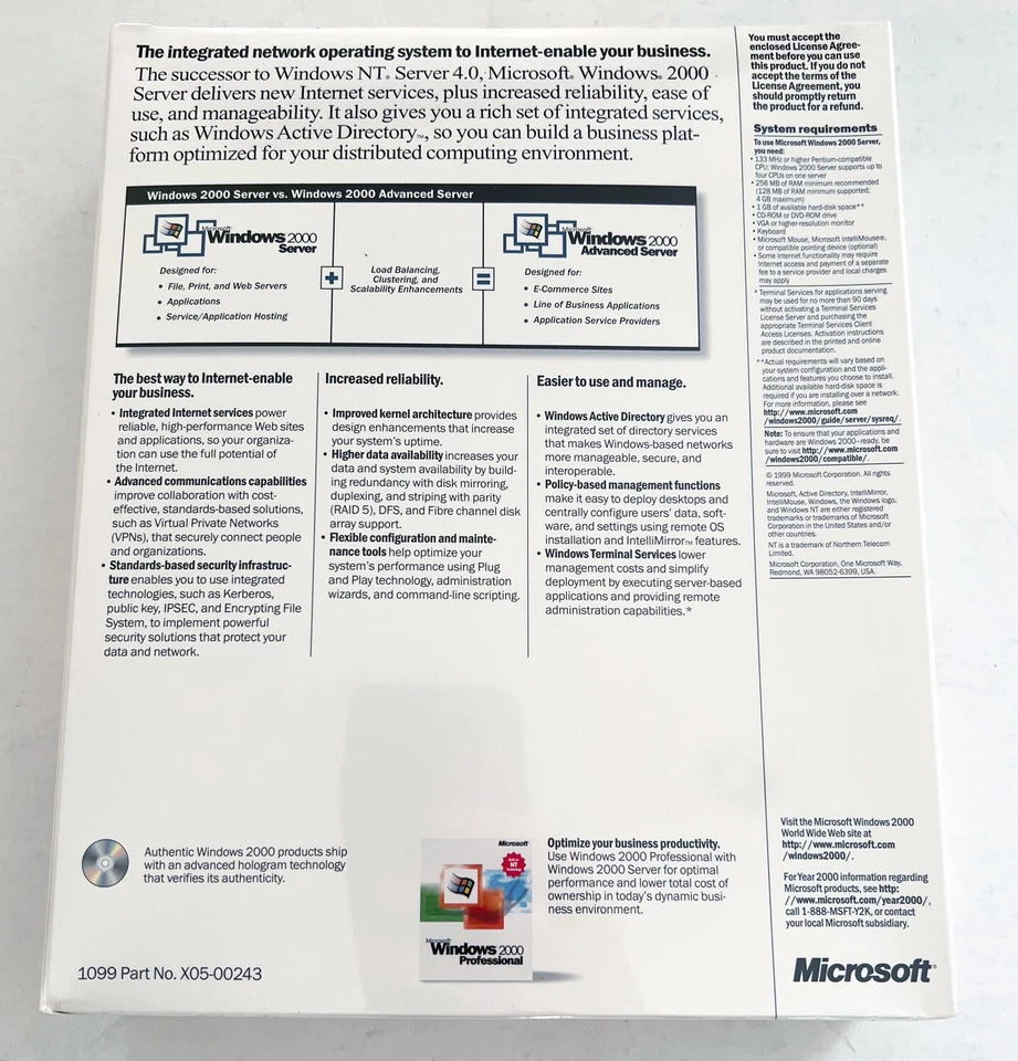 GENUINE Microsoft Windows 2000 Server English International NFR CD with 10 CALs - Image 2 of 3