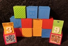 Vintage Lot 13 1971 Tupperware Busy Blocks ABC Toys Alphabet Mattel Pop Up Count
