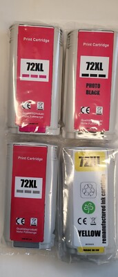 4x Patronen kompatibel zu HP72 für DesignJet T795 T790 Patronen Y+M+Grey+PBK