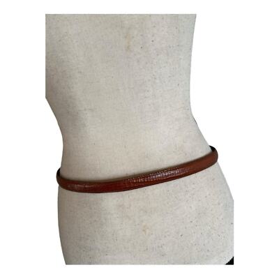 Brian Toohey Vintage Sterling Silver Genuine Leather Lizard Skin slimBelt Size L BRIAN TOOHEY Belt Black Reptile Embossed Leather 925  main image 3