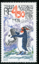 TIMBRE T.A.A.F. TERRES AUSTRALES NEUF N° 403 ** FAUNE MANCHOT / DESSIN