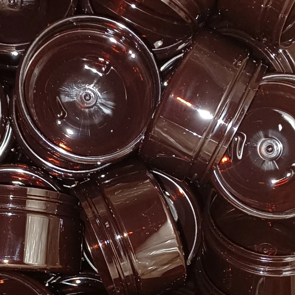 8oz Amber PET Low Profile Plastic Jars | Quantity Per Package: 80 | JARS ONLY - Image 2 of 2
