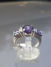 Gorgeous amethyst and white sapphire s925 sterling silver ring