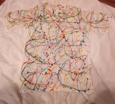 Vtg Single Stitch Paint TShirt Abstract All Over Splash Art Sz M (MINT!)