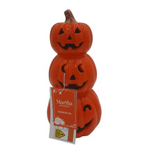 LIGHTED JACK O LANTERNS LED Halloween Orange MARTHA STEWART 12.5 INCHES TALL NWT