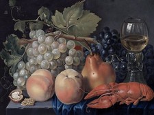 GRAPES PEACHES LOBSTER by F. Speth Tile Mural Kitchen Backsplash Marble Ceramic