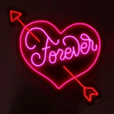20" Forever Love Heart Arrow Flex LED Neon Sign Light Wedding Party Gift Décor